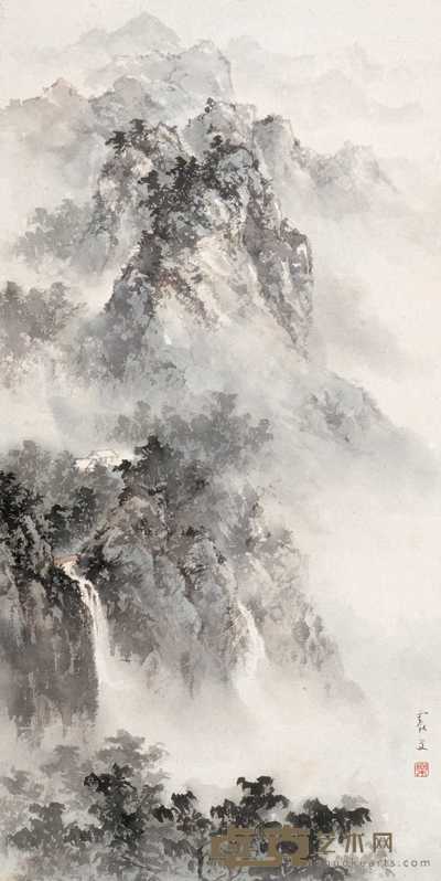 乐震文 山水 立轴 86×43cm